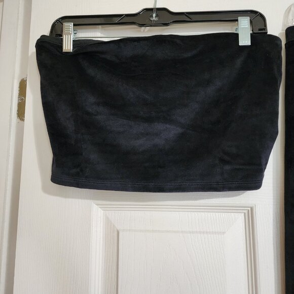Victoria Secret Black Velour Set Top-L Pants-XL NWT - Picture 3 of 8